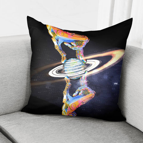 Image of Robot And Planet Pillow Cover