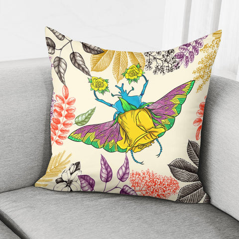 Image of Beetle And Flower Pillow Cover