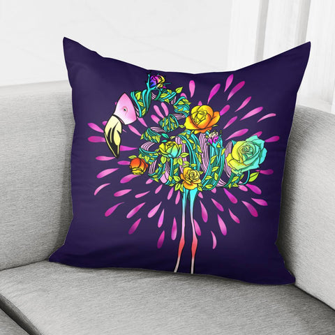 Image of Flamingo And Flower Pillow Cover