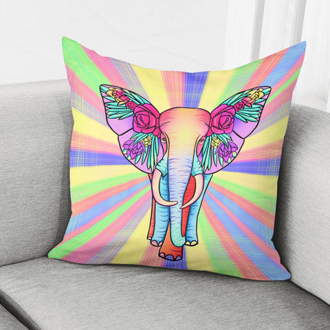 Image of Elephant And Flower Pillow Cover