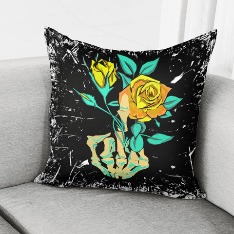 Image of Skeleton And Flower Pillow Cover