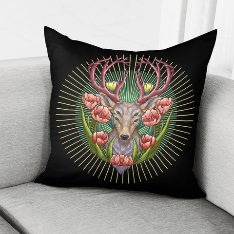 Image of Deer & Flowers Pillow Cover