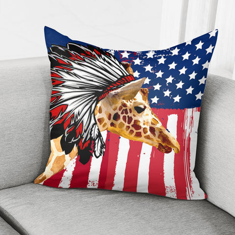 Image of Indian Hat And Giraffe Pillow Cover