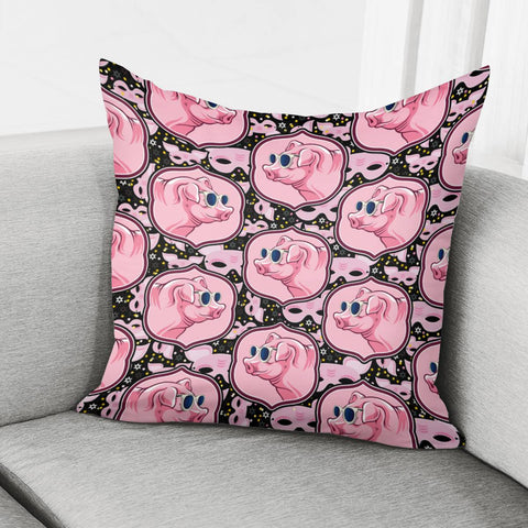 Image of Pink Pig Wearing Glasses Pillow Cover