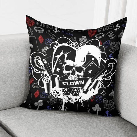 Image of Clown And Skull Pillow Cover