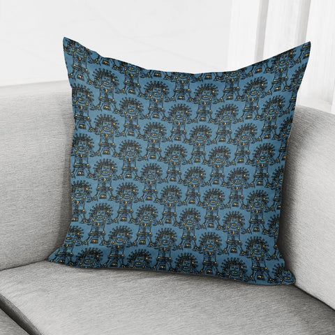 Image of Blue Ancient Mexican Myth Pillow Cover