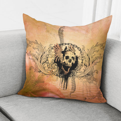 Image of Aweomse Skull With Crow Pillow Cover