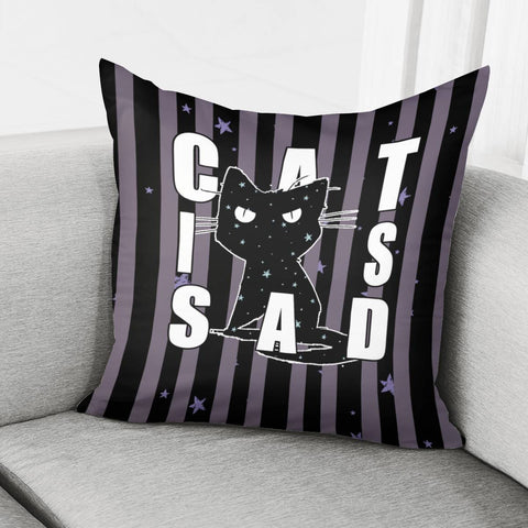 Image of Angry Cat And Stars And Stripes And Font Pillow Cover