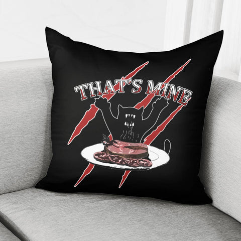 Image of Angry Cat And Scratches And Food And Font Pillow Cover