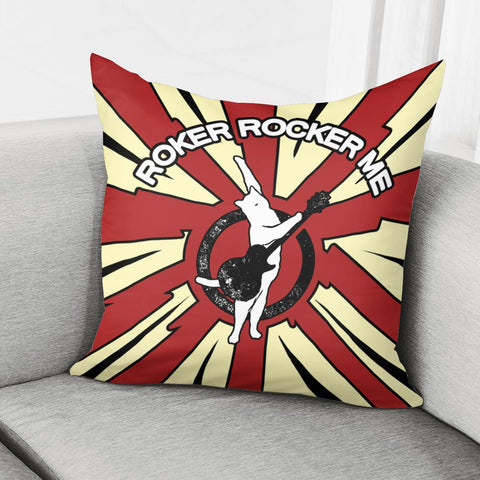 Image of Rock Cat And Guitar And Sound Waves And Fonts Pillow Cover