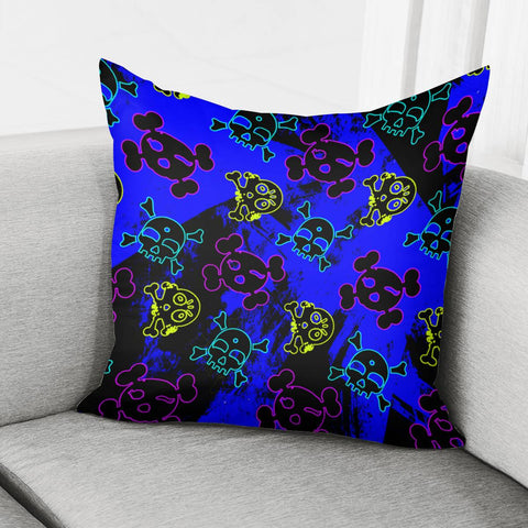 Image of Skull And Doodles And Cartoon Pillow Cover