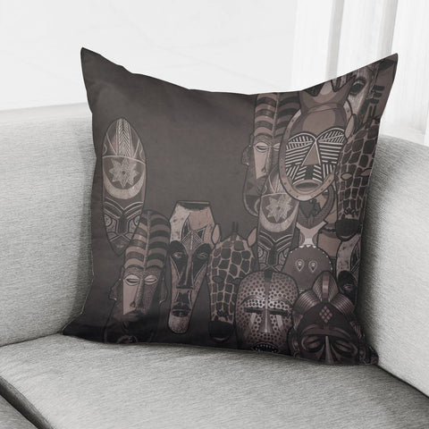 Image of Sepia Masks Pillow Cover