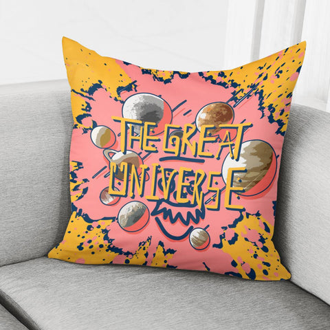 Image of Einstein And Planet And Graffiti And Text Pillow Cover