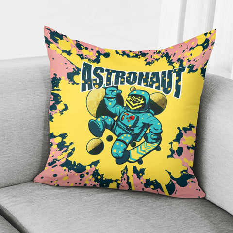 Image of Starry Sky And Astronauts And Skateboards And Planets And Graffiti Pillow Cover