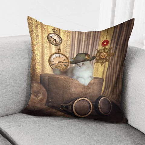 Image of Cute Steampunk Cat Pillow Cover