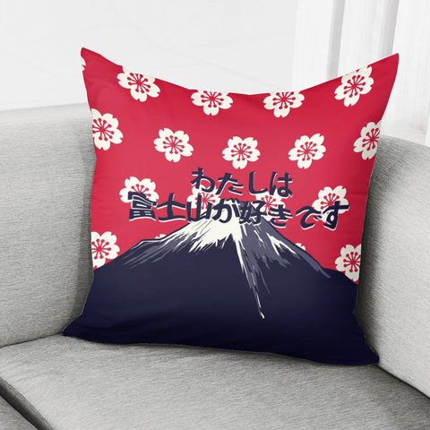 Image of Mount Fuji And Cherry Blossoms Pillow Cover