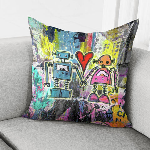 Image of Graffiti Pop Robot Love Pillow Cover