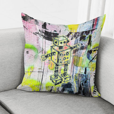 Image of Graffiti Graphic Robot Pillow Cover