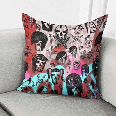 Image of Skull Sketches Pillow Cover