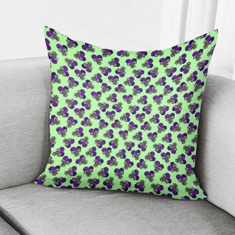 Image of Violets On A Green Background Pillow Cover