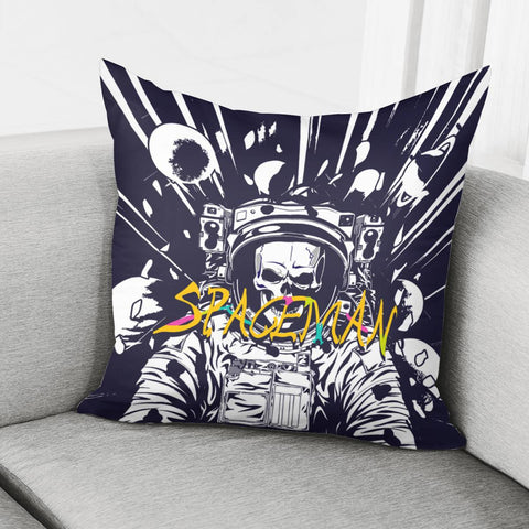 Image of Astronaut And Skull With Stars And Starry Sky Pillow Cover