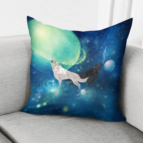 Image of Awesome Wolf In Black And White Pillow Cover