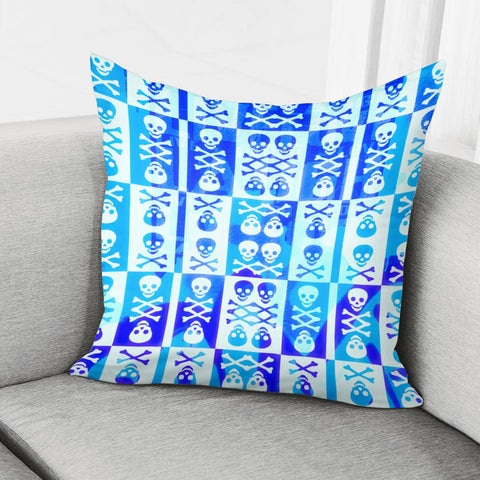 Image of Blue White Skull Crossbones Pillow Cover