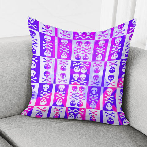 Image of Purple Pink Skull Crossbones Pillow Cover