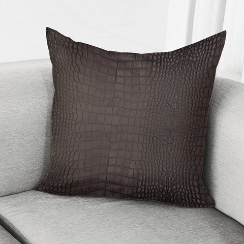 Image of Alligator Brown Leather Print Pillow Cover