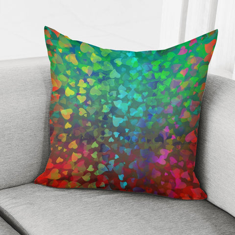 Image of Hearts Colors On Red Green Pillow Cover