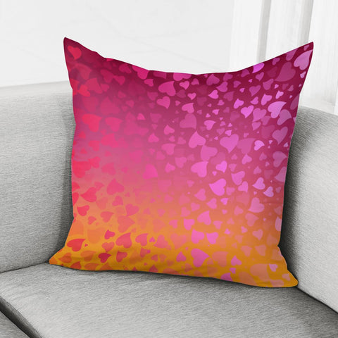 Image of Hearts On Pink Orange Background Pillow Cover