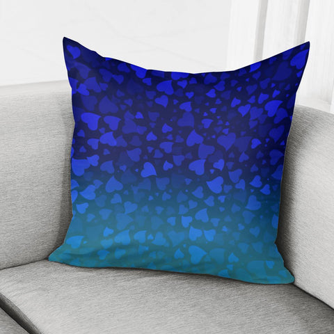 Image of Hearts On Blue Green Background Pillow Cover