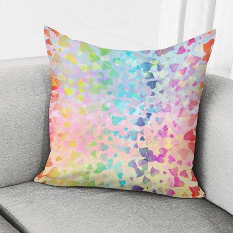 Image of Hearts Colors On Pink Blue Pillow Cover