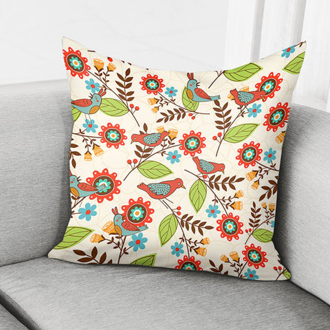 Image of Birds And Flowers Pillow Cover