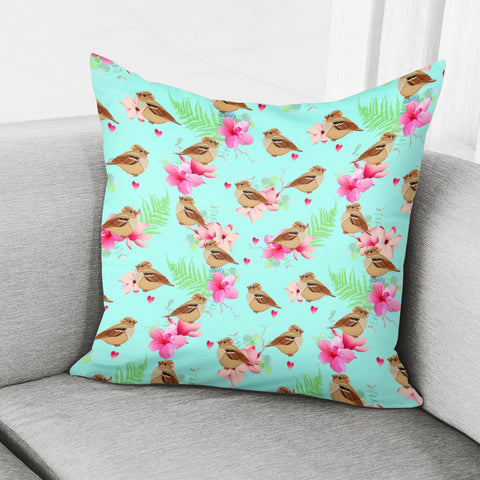 Image of Sparrow And Flower Pillow Cover