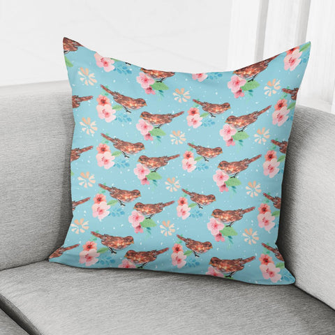 Image of Sparrows And Plants Pillow Cover