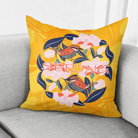 Image of Sparrows And Plants Pillow Cover