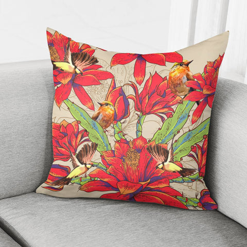 Image of Birds And Flowers Pillow Cover