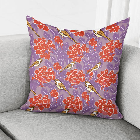 Image of Sparrows And Plants Pillow Cover