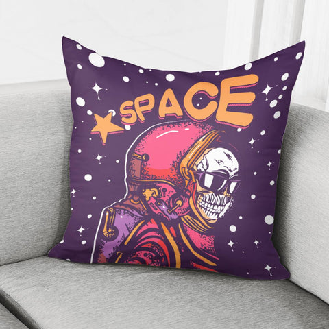 Image of Skull And Starry Sky And Planet And Polka Dots Pillow Cover