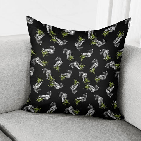 Image of Zebra Pattern On Black Pillow Cover