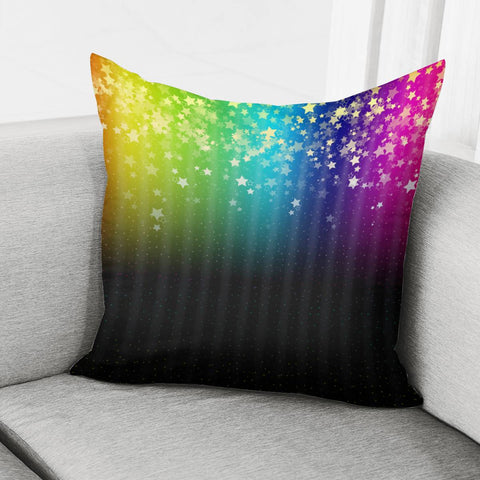 Image of Colorful Space Rainbow Stars Pillow Cover