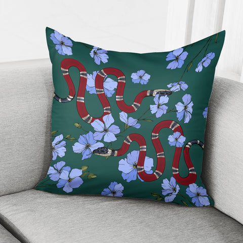 Image of Snake And Flowers Pillow Cover