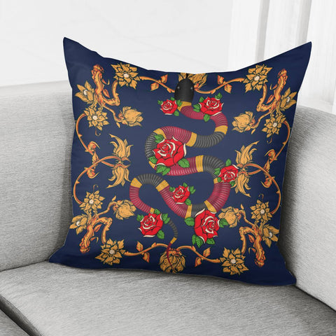 Image of Snake And Flowers Pillow Cover