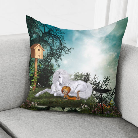 Image of Fairy With Unicorn Pillow Cover