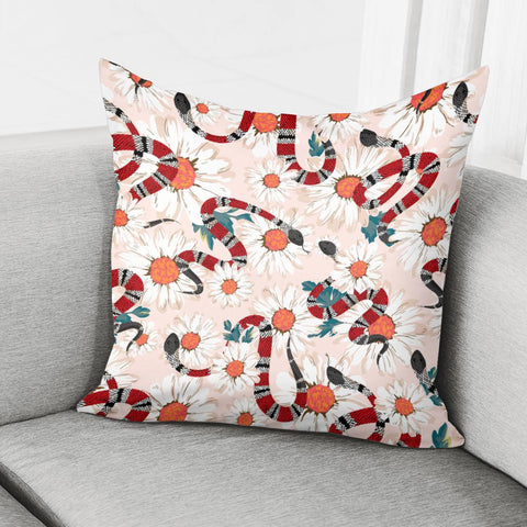 Image of Snake And Flowers Pillow Cover