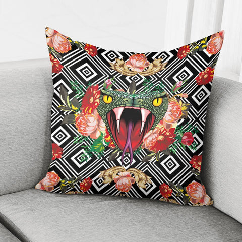 Image of Snake And Flowers Pillow Cover