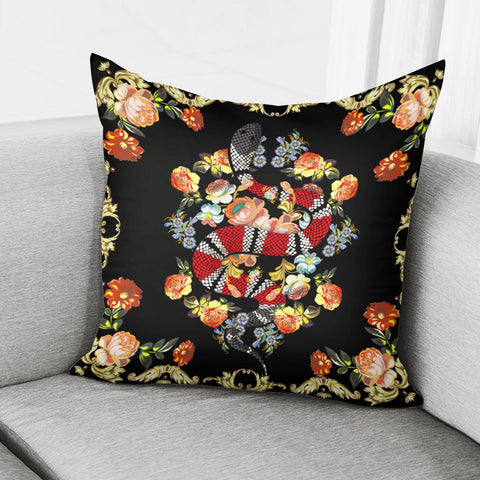 Image of Snake And Flowers Pillow Cover