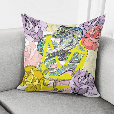 Image of Flowers And Snakes Pillow Cover