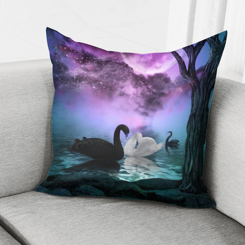 Image of Wonderful Whie And Black Swan Pillow Cover